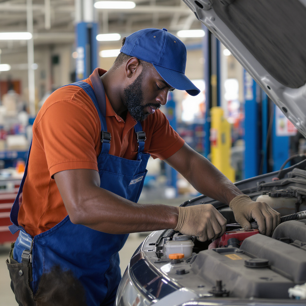 Mecânicos profissionais da Oficina ArSilva trabalhando em manutenção automóvel em Luanda